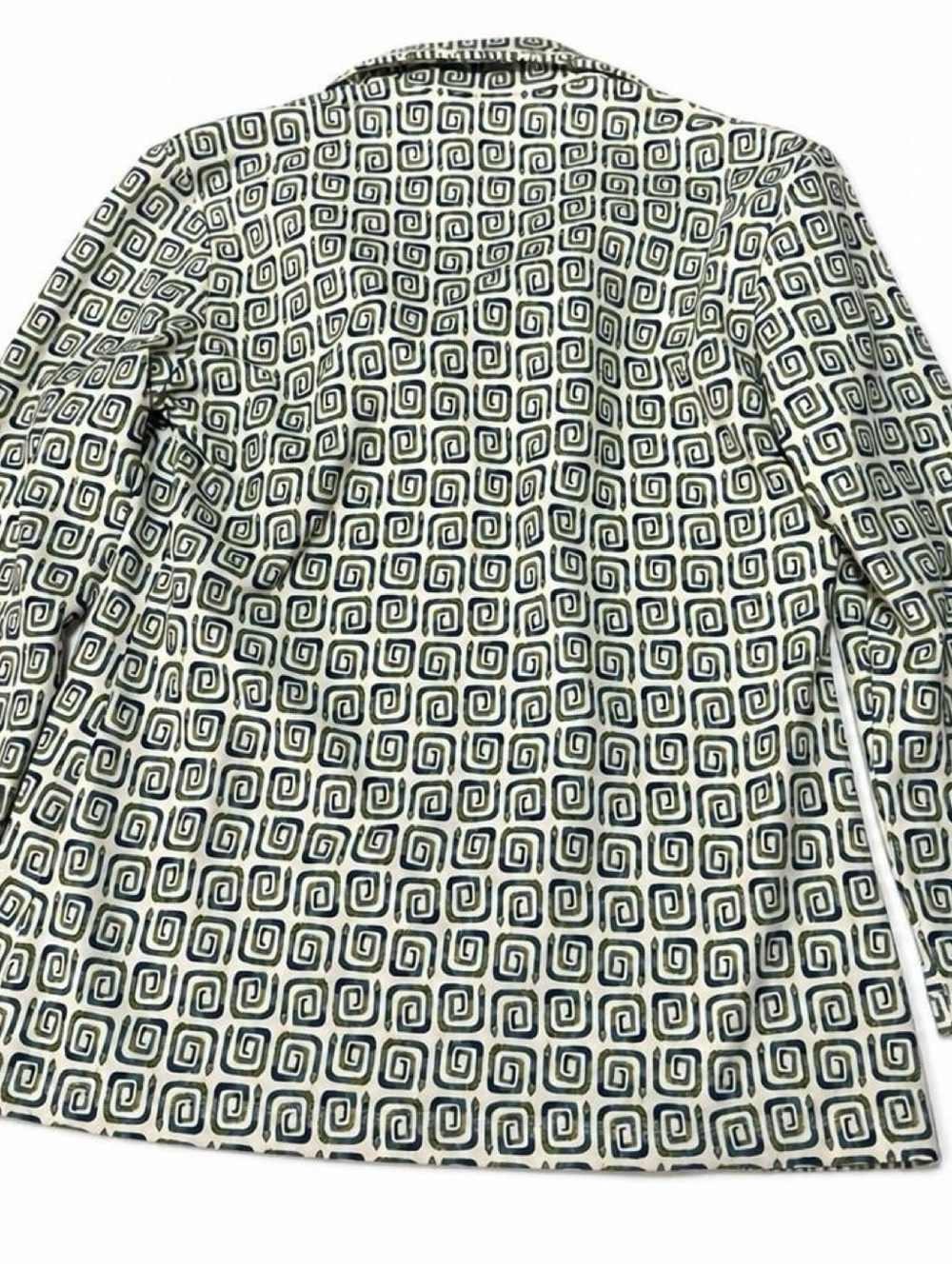 J. McLaughlin Cream Top with Blue and Green Geometric Print - Picture 3 of 7